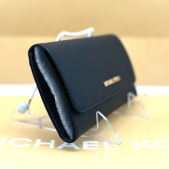 Michael Kors Trifold Wallet Leather Black/Gold - Picture 6 of 10